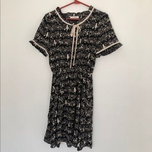 NWOT ModCloth black and off white Cat Dress